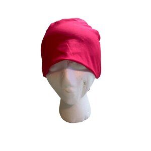 Womens One Size Turban Beanie Surgical Chemo Cap Pink Rosette Accent